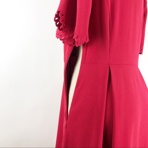 H&M Red Short Sleeve Fit And Flare Midi Dress - Picture 6 of 15